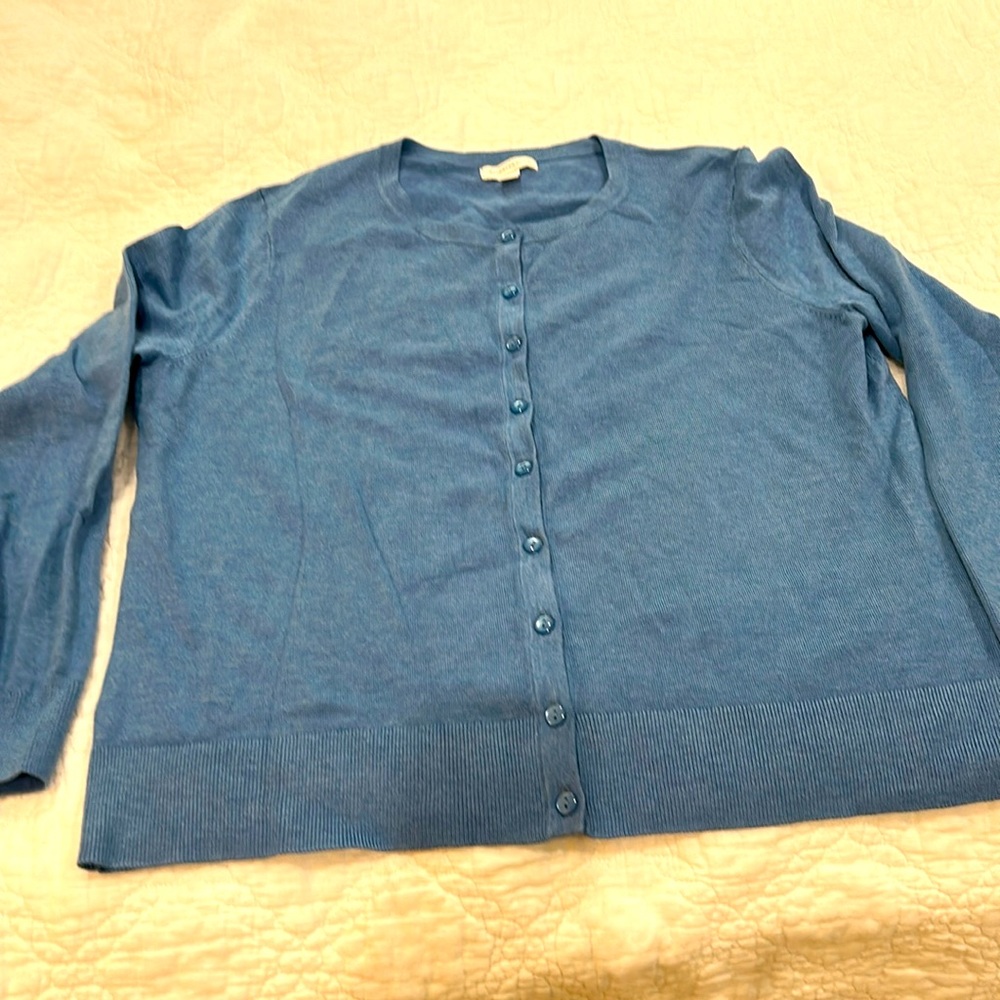 Charter Club women’s large blue cardigan sweater NWOT